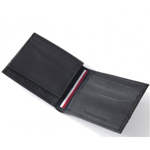 Tommy Hilfiger Men's Leather RFID Bifold Wallet - Balck